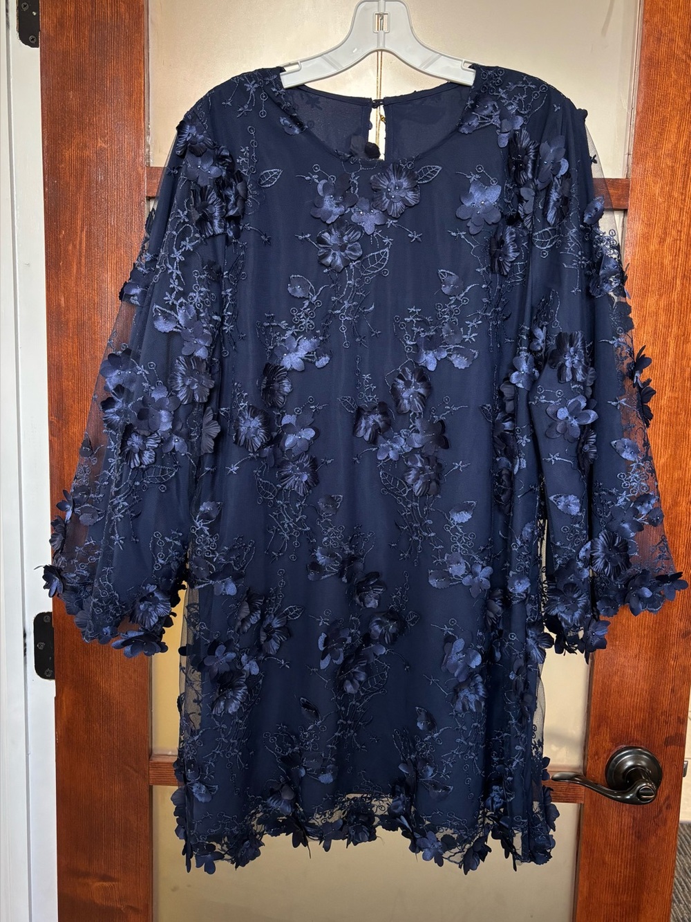 Mestiza Navy 3D Floral Lace Dress